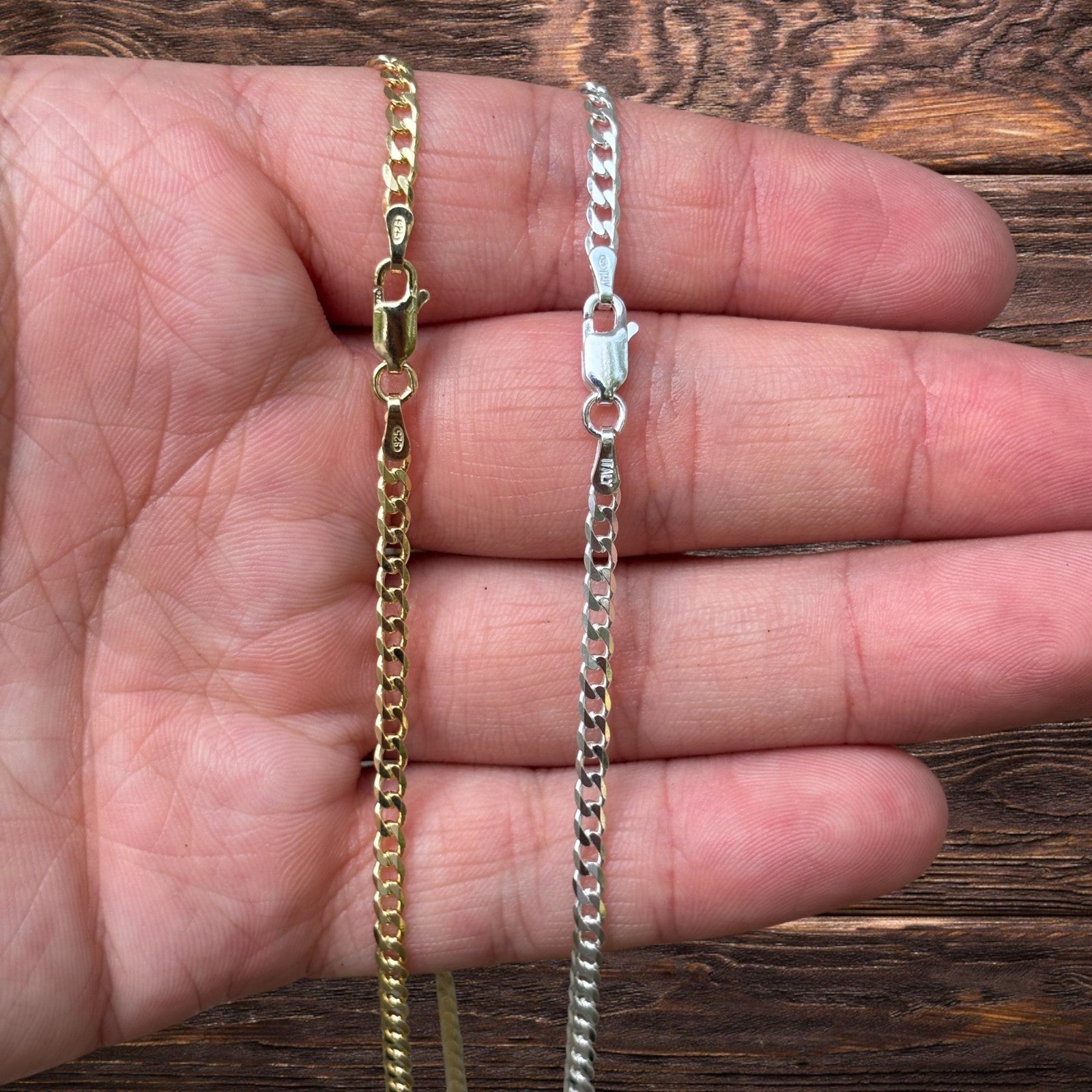 925 Sterling Silver 3mm Curb Chain Necklace