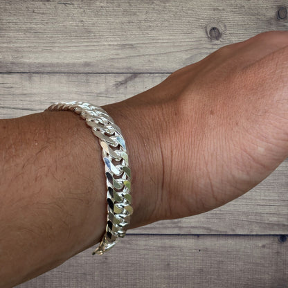 925 Sterling Silver 10mm Double Curb Bracelet