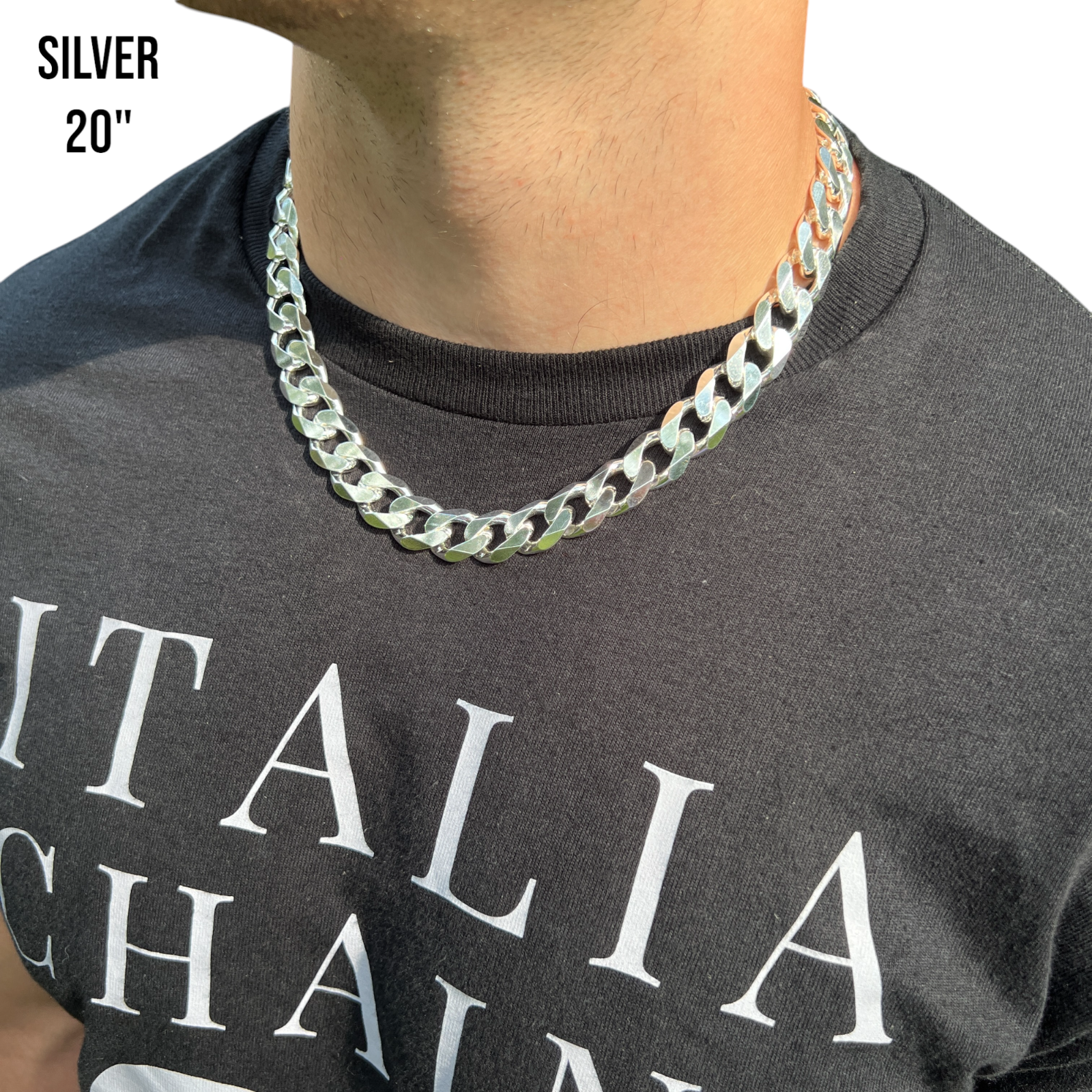 925 Sterling Silver 15mm Curb Chain Necklace