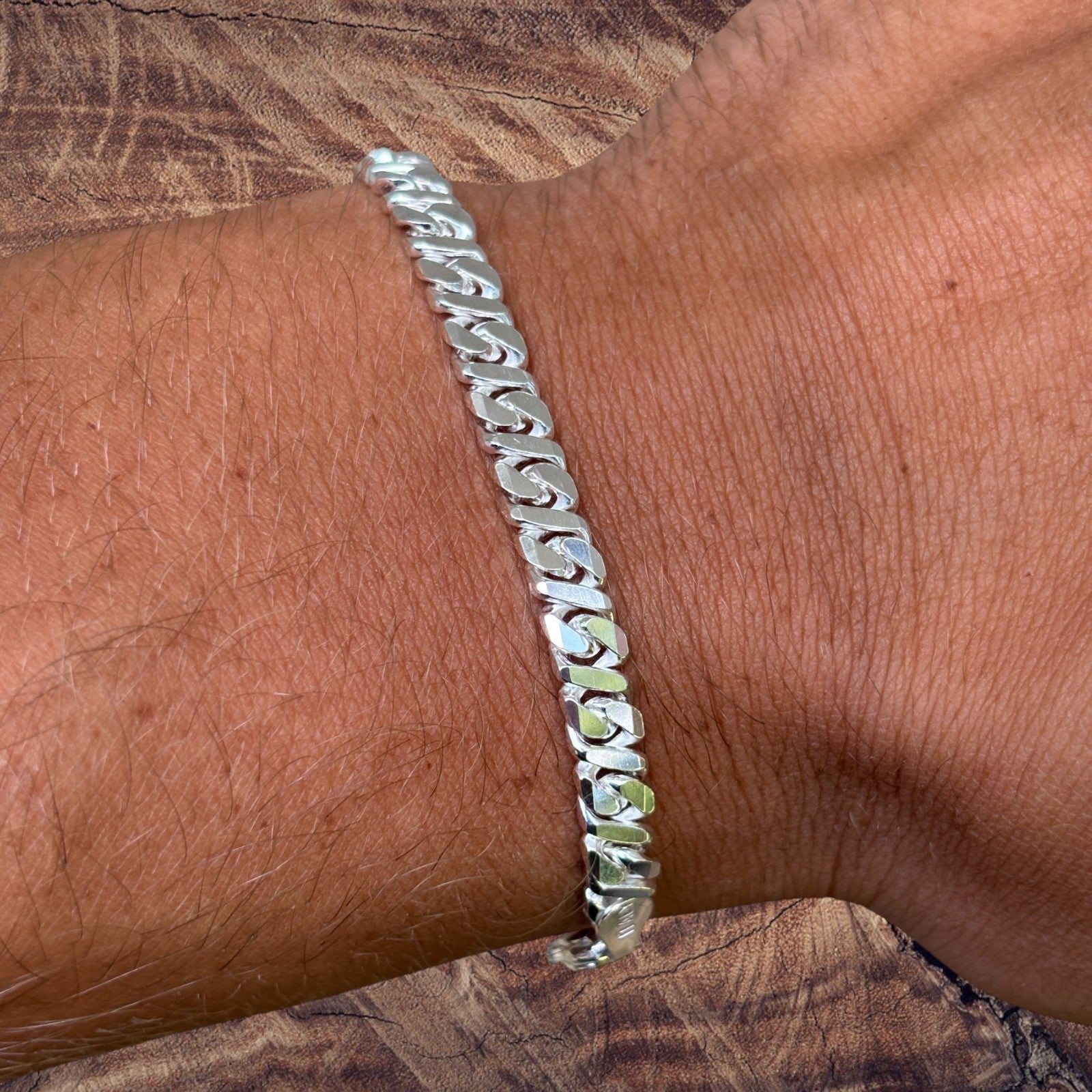 925 Sterling Silver 5mm Dollar Link Bracelet