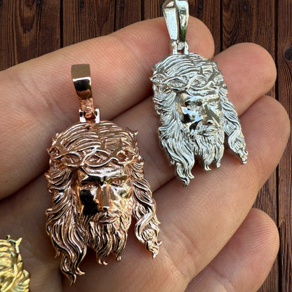 925 Sterling Silver Classic Jesus Piece Pendant - Small