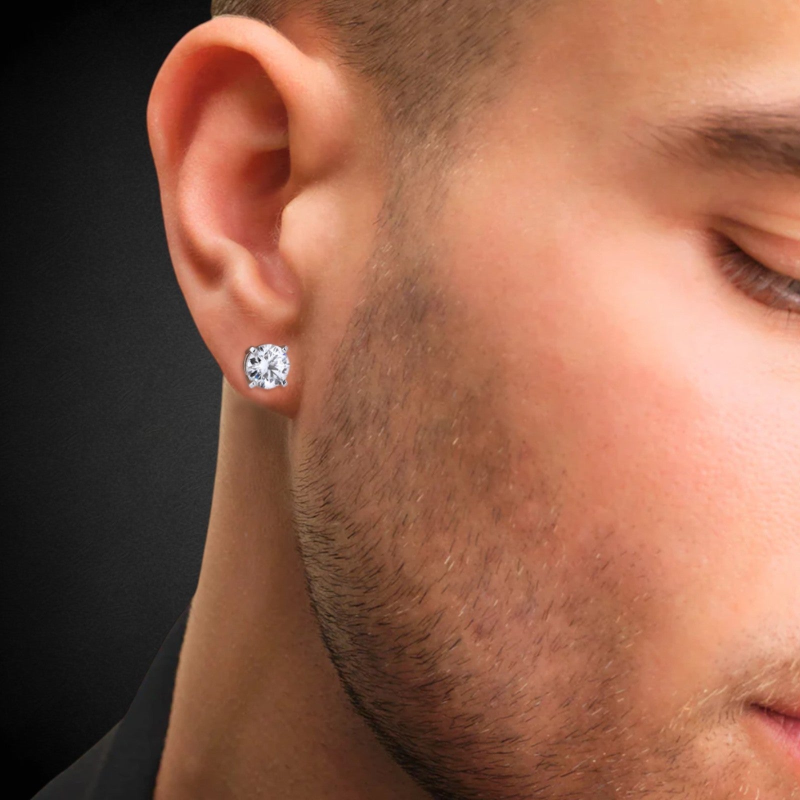 925 Sterling Silver 6.5mm Moissanite Earrings 2ct TW Studs