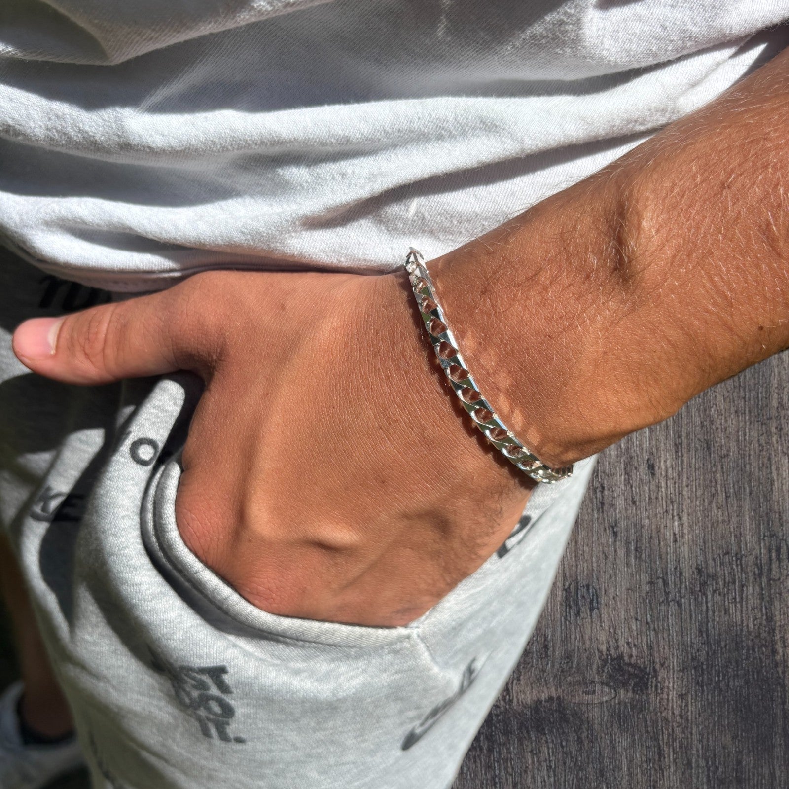 925 Sterling Silver 6mm Square Curb Bracelet