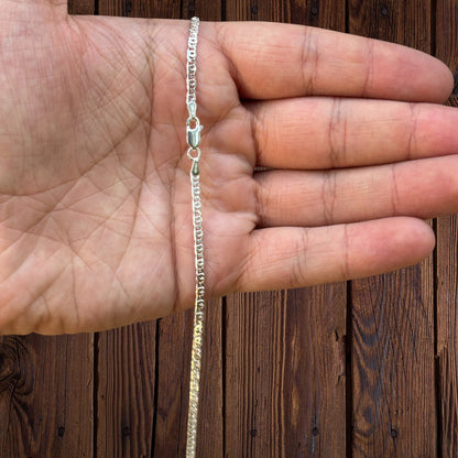 925 Sterling Silver 2.5mm Tiger Eye Chain Necklace