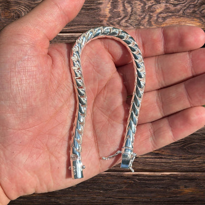 925 Sterling Silver 7mm Rounded Franco Bracelet W. Box Clasp