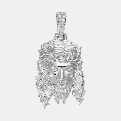 925 Sterling Silver Jesus Pendant With Moissanite - Medium