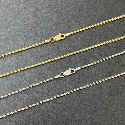 925 Sterling Silver 2mm Bead Chain Necklace