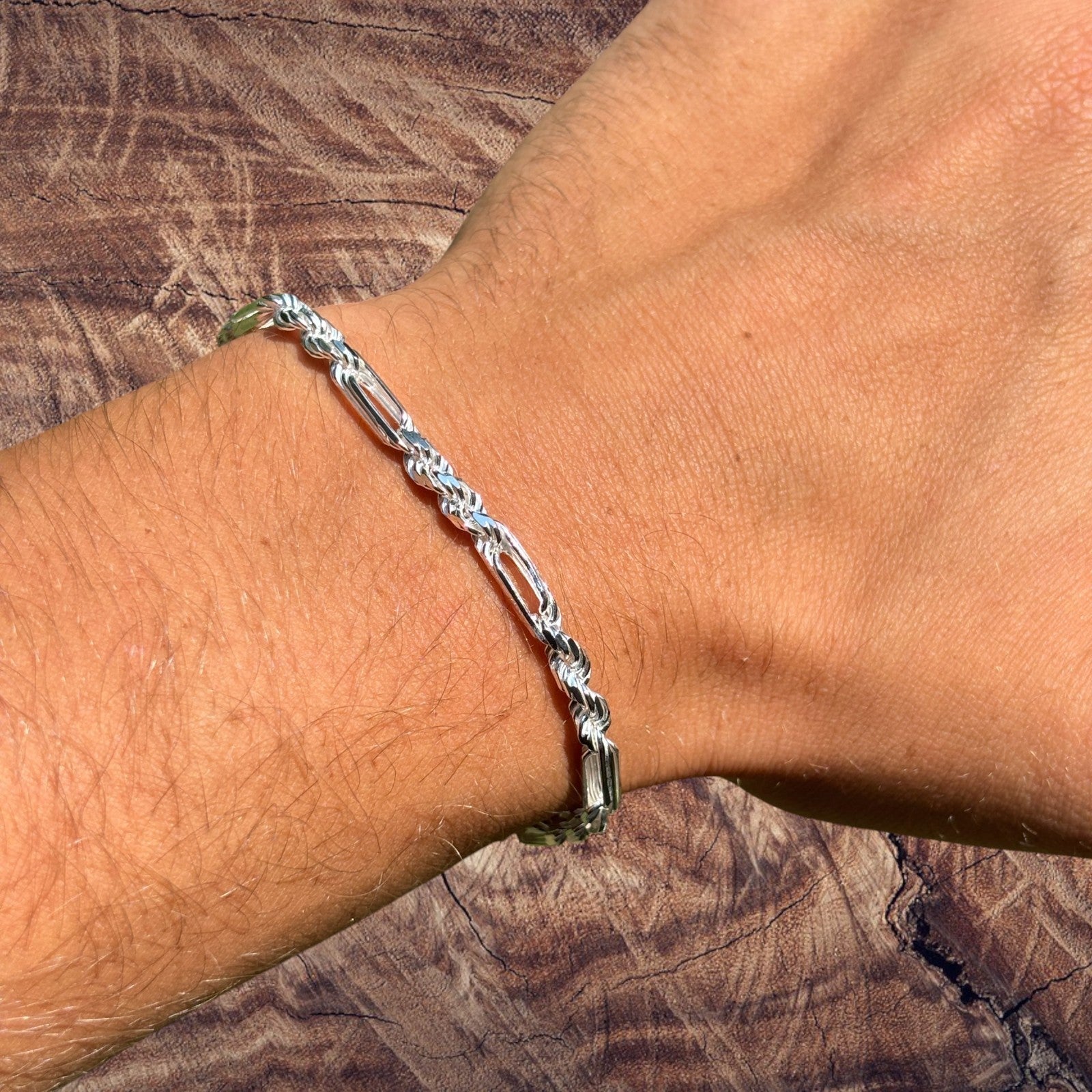 925 Sterling Silver 4mm Figarope Milano Bracelet