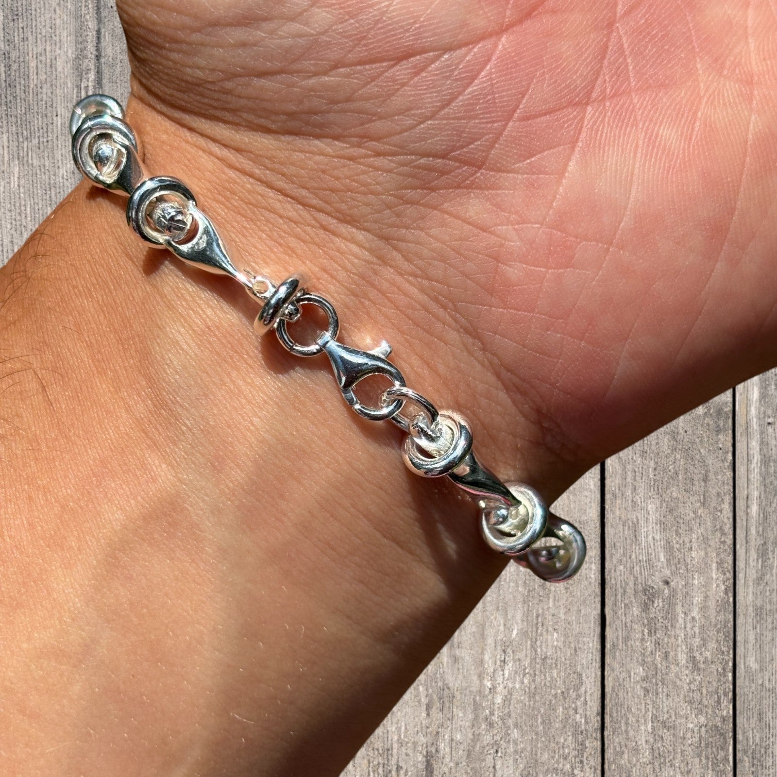 925 Sterling Silver 8mm Barbed Wire Jailhouse Link Bracelet