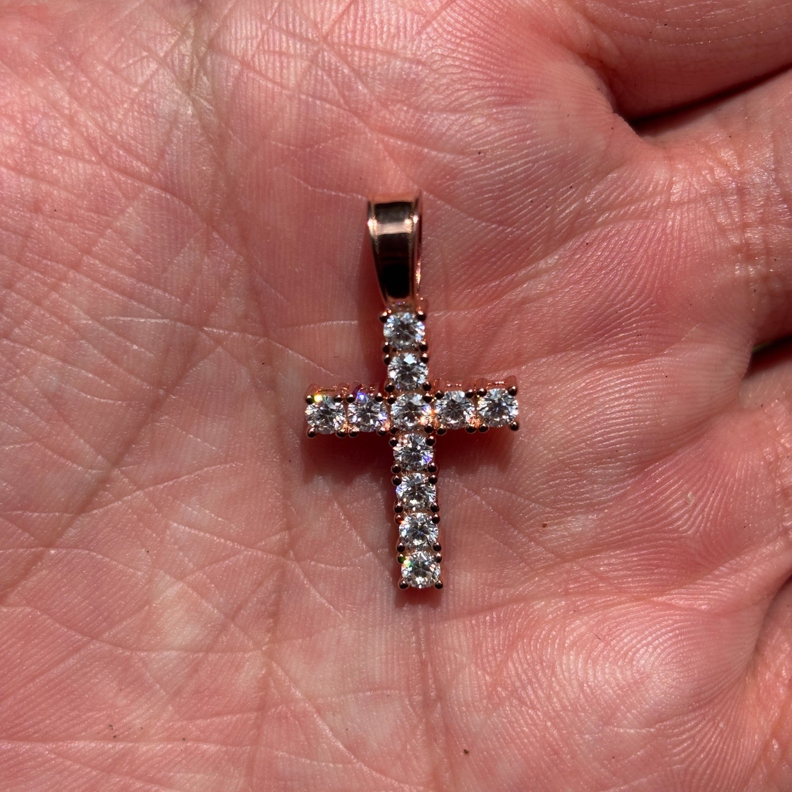 925 Sterling Silver Small Tennis Cross Pendant With Moissanite - Small