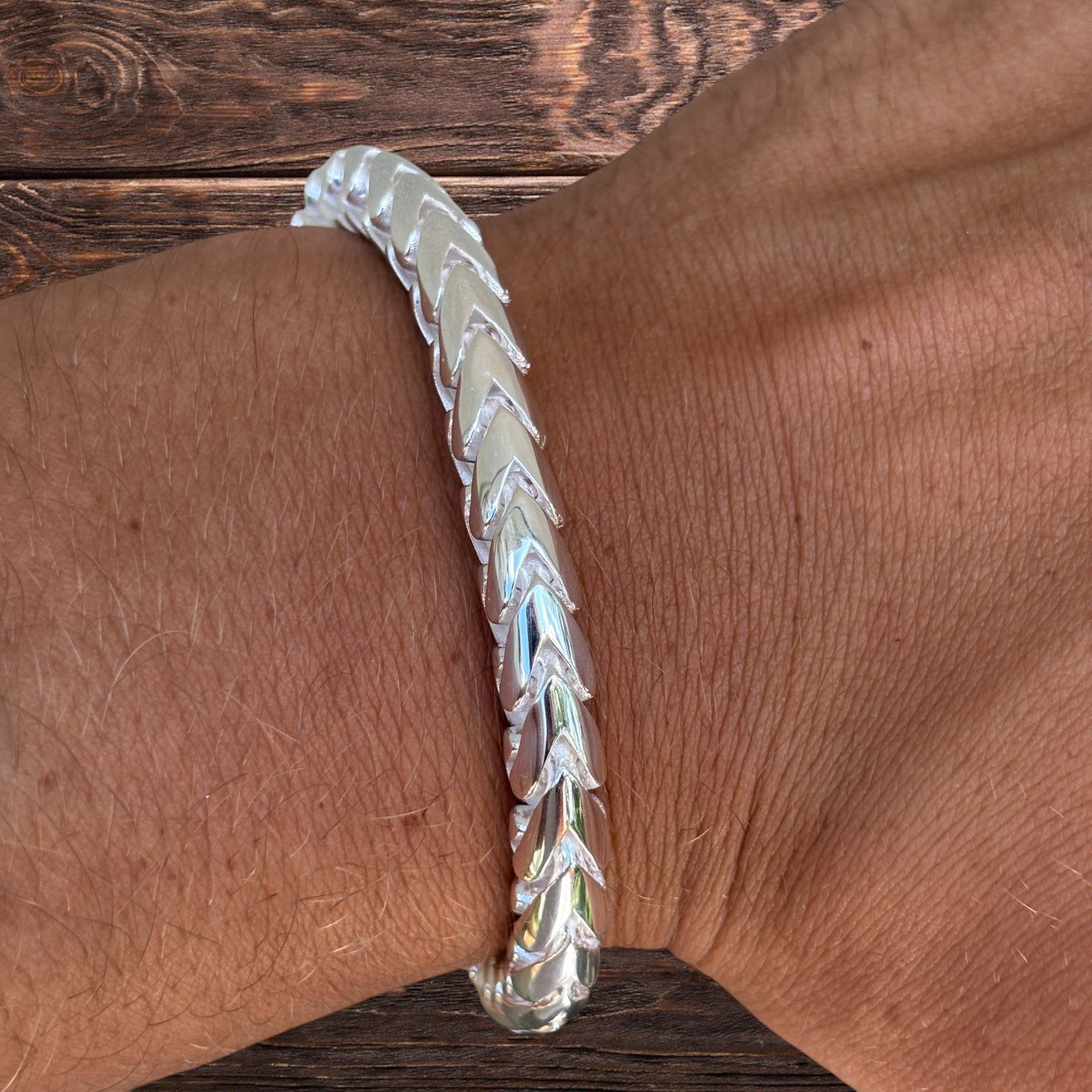 925 Sterling Silver 7mm Rounded Franco Bracelet W. Box Clasp