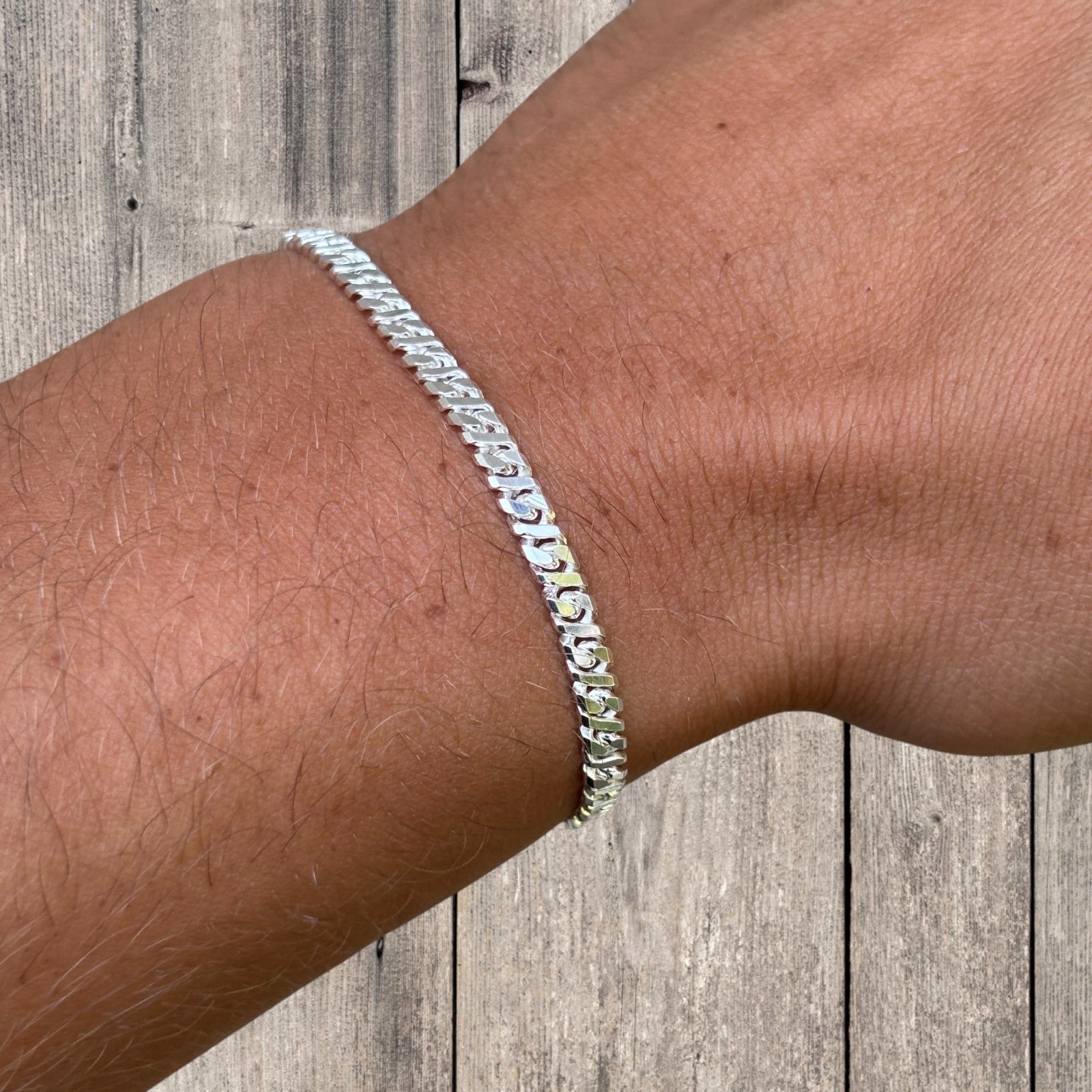925 Sterling Silver 3.5mm Dollar Link Bracelet