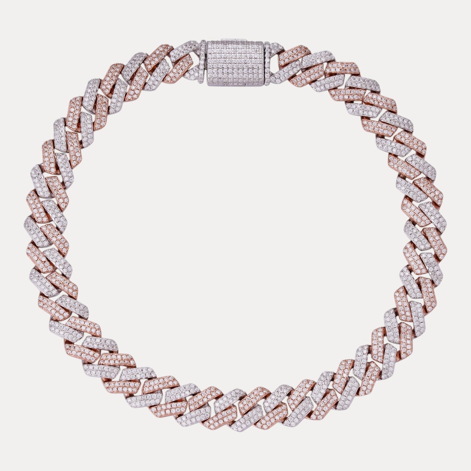 925 Sterling Silver 8mm Moissanite Cuban Prong Bracelet