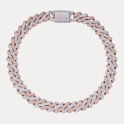 925 Sterling Silver 8mm Moissanite Cuban Prong Bracelet