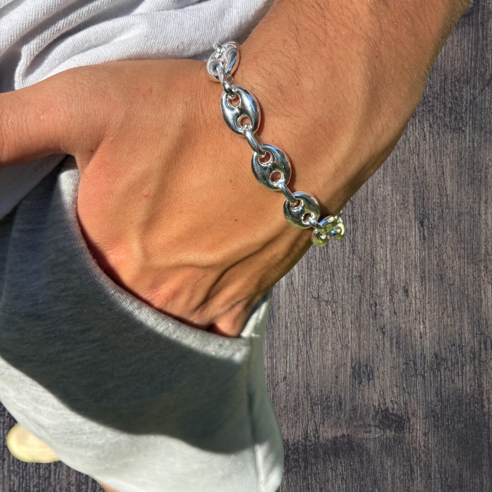 925 Sterling Silver 12mm Puffed Gucci Bracelet