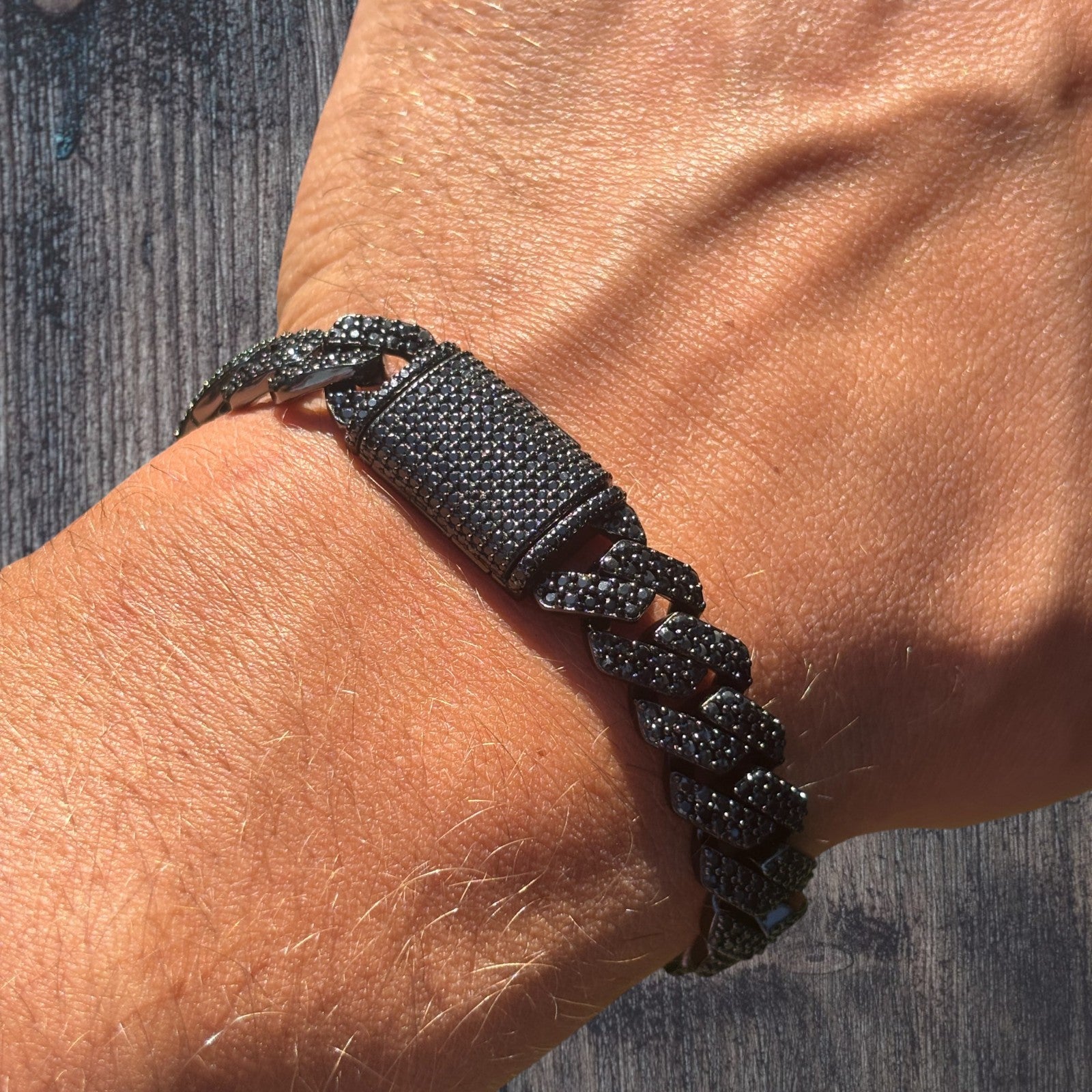 925 Sterling Silver 12mm Moissanite Cuban Prong Bracelet