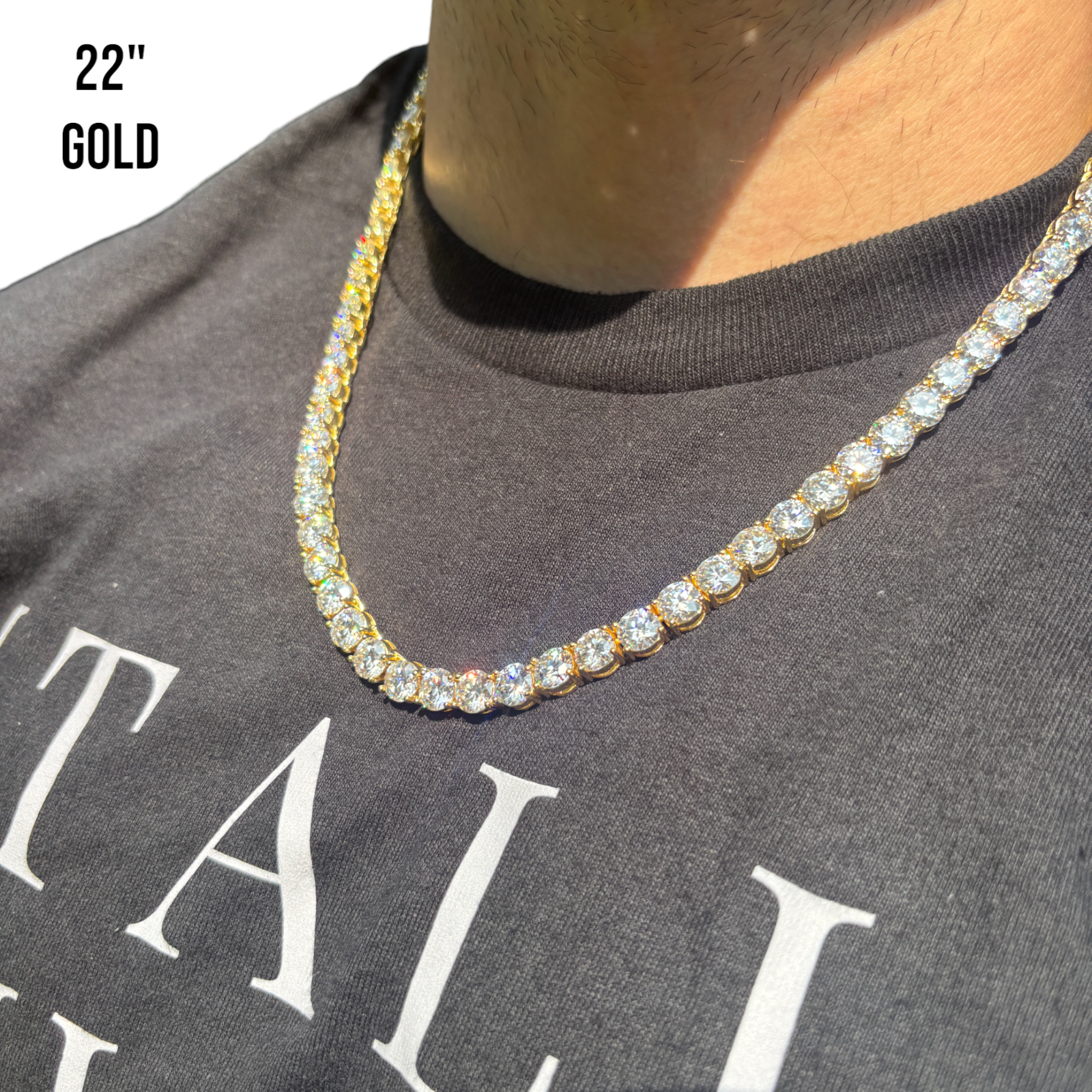 925 Sterling Silver 7mm Tennis Chain Necklace - CZ Or Moissanite