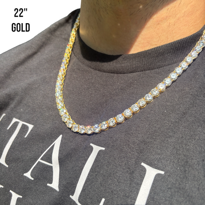 925 Sterling Silver 7mm Tennis Chain Necklace - CZ Or Moissanite