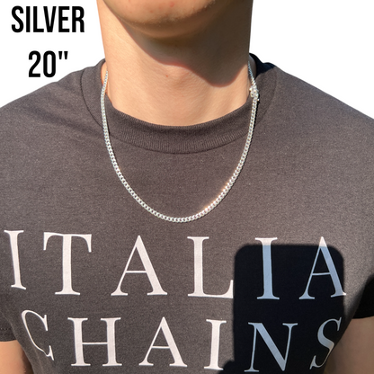 925 Sterling Silver 4mm Miami Cuban W. Box Clasp Chain Necklace