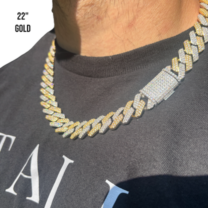 925 Sterling Silver 16mm Moissanite Miami Cuban Prong Chain Necklace