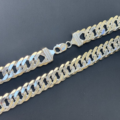 925 Sterling Silver 16mm Double Curb Chain Necklace