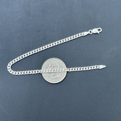 925 Sterling Silver 3mm Diamond Cut Miami Cuban Bracelet