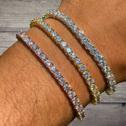 925 Sterling Silver 4mm Tennis Bracelet - CZ Or Moissanite