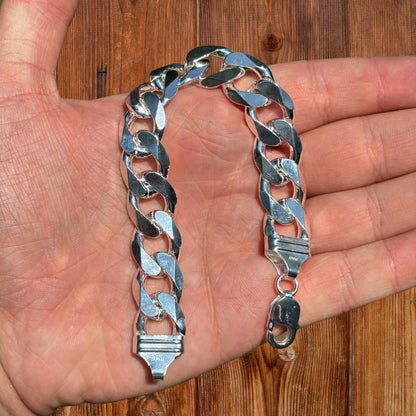 925 Sterling Silver 15mm Curb Bracelet