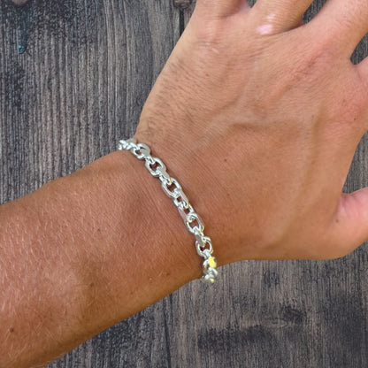 925 Sterling Silver 6mm Anchor Cable Bracelet