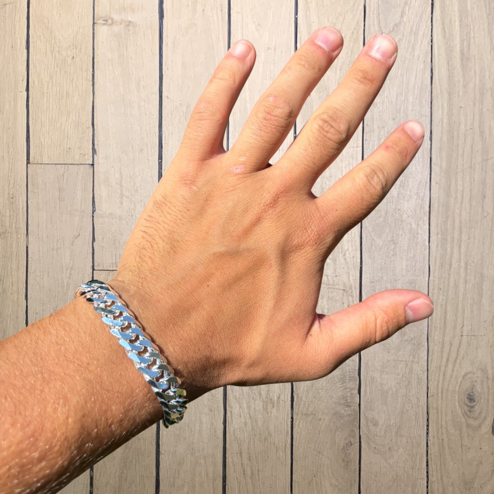 925 Sterling Silver 12mm Double Curb Bracelet