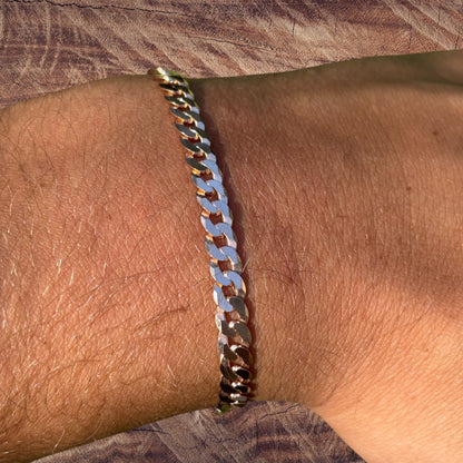 925 Sterling Silver 5mm Flat Curb Bracelet