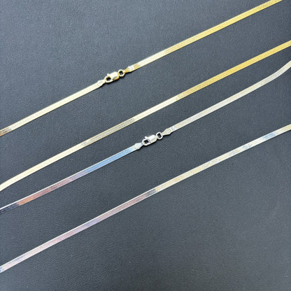 925 Sterling Silver 3mm Herringbone Chain Necklace