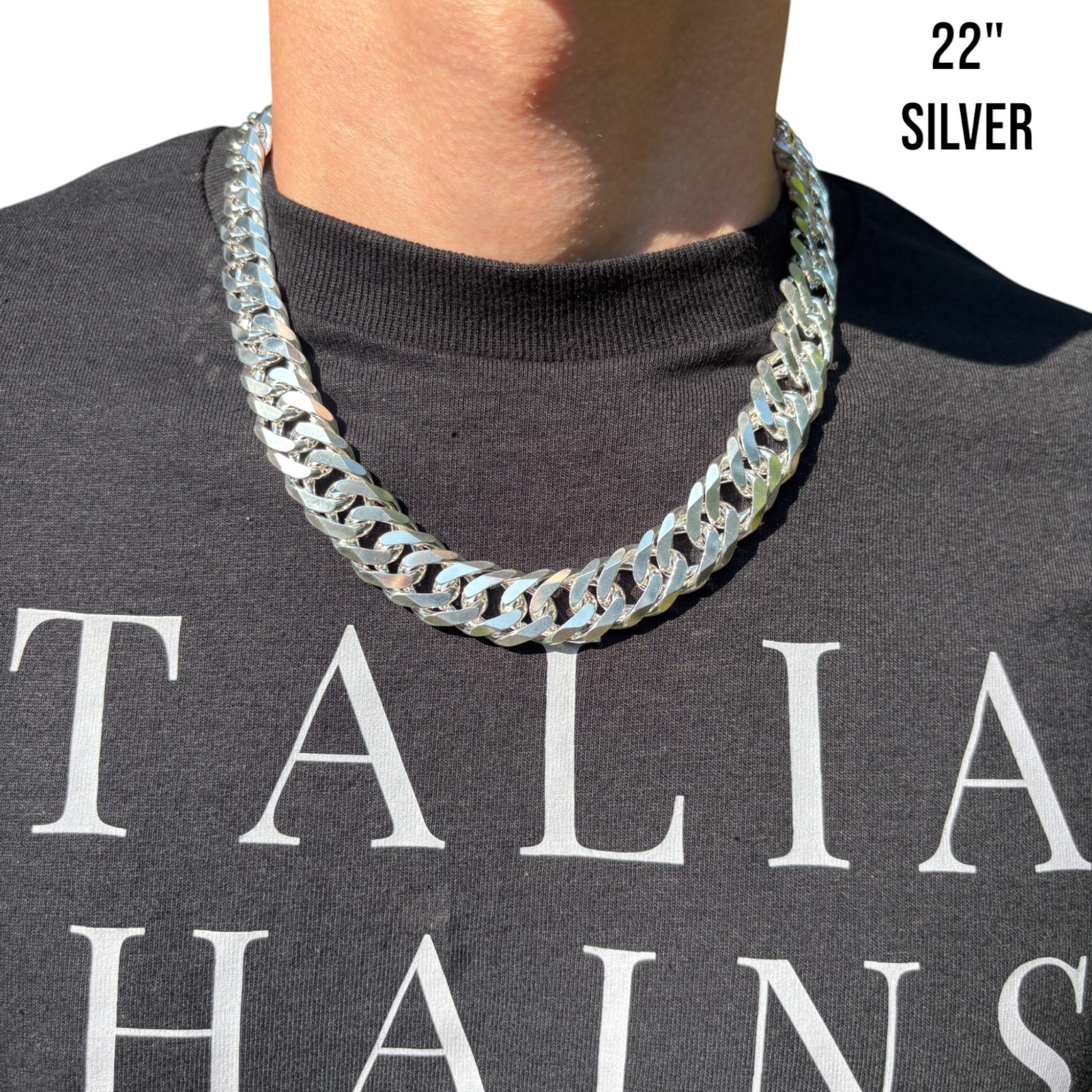 925 Sterling Silver 16mm Double Curb Chain Necklace