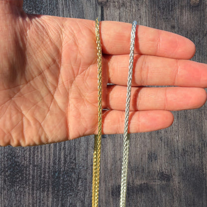 925 Sterling Silver 3mm Wheat Chain Necklace - ITALIA Chains