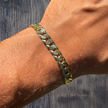 925 Sterling Silver 8mm Flat Curb Bracelet