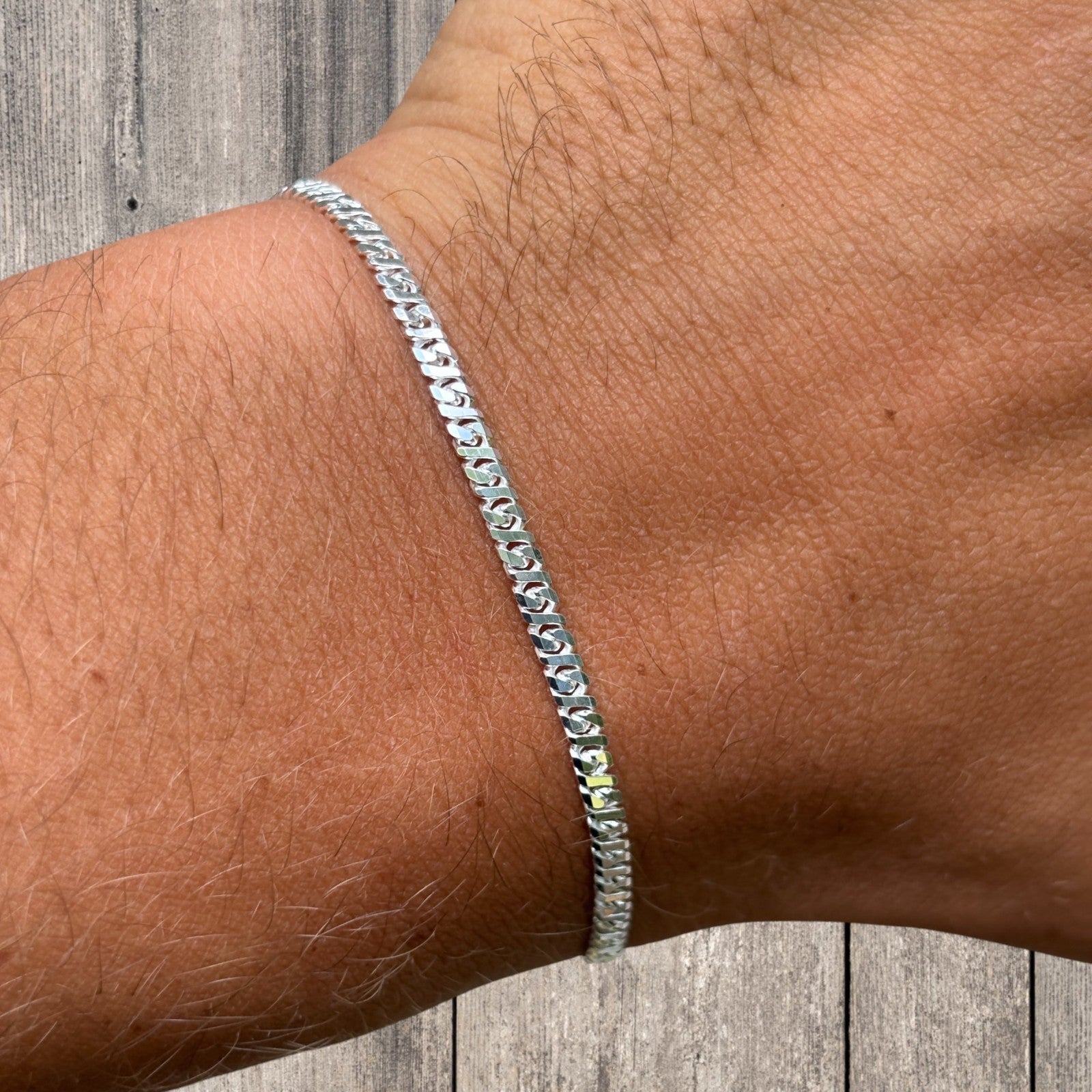 925 Sterling Silver 2.5mm Dollar Link Bracelet