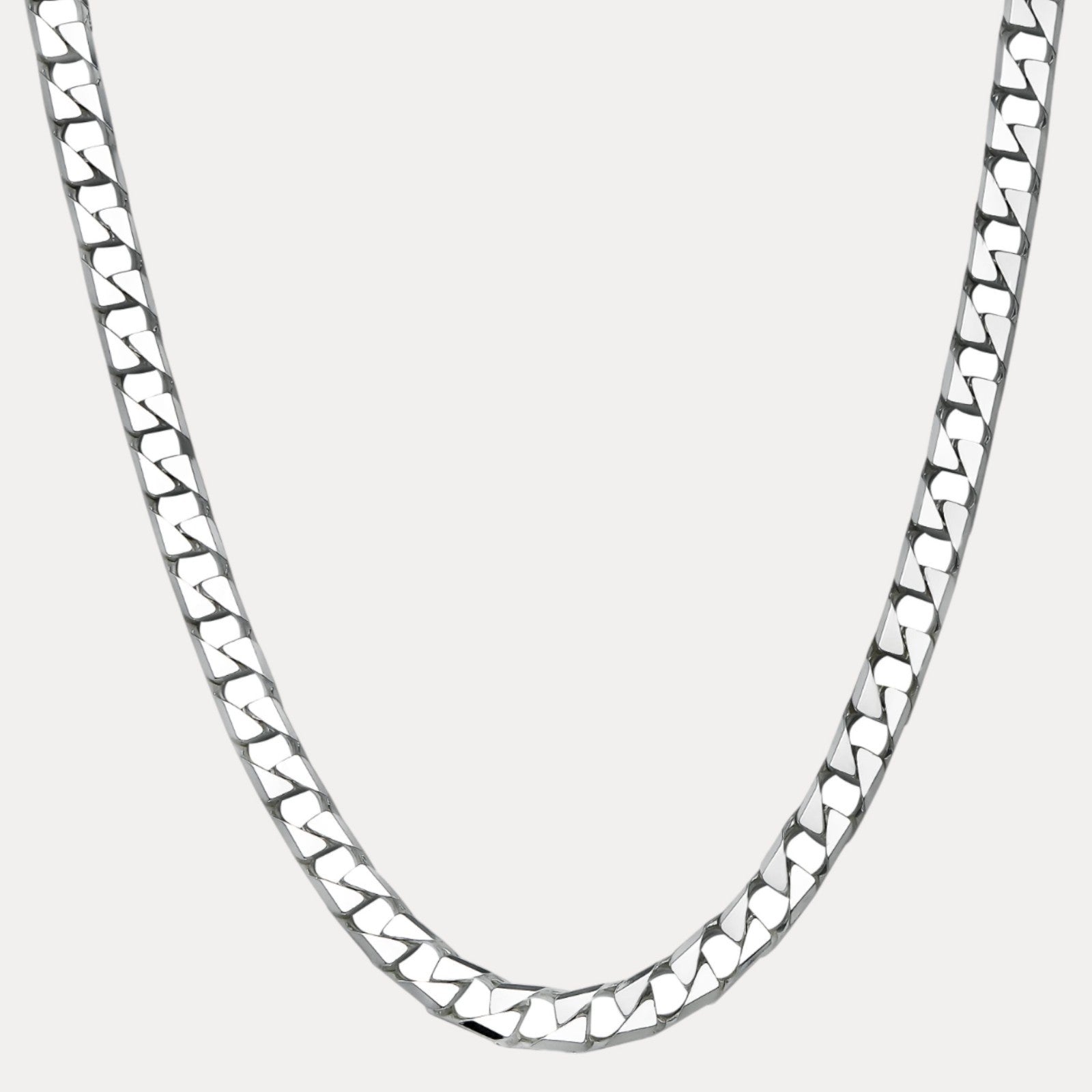 925 Sterling Silver 10mm Square Curb Chain Necklace