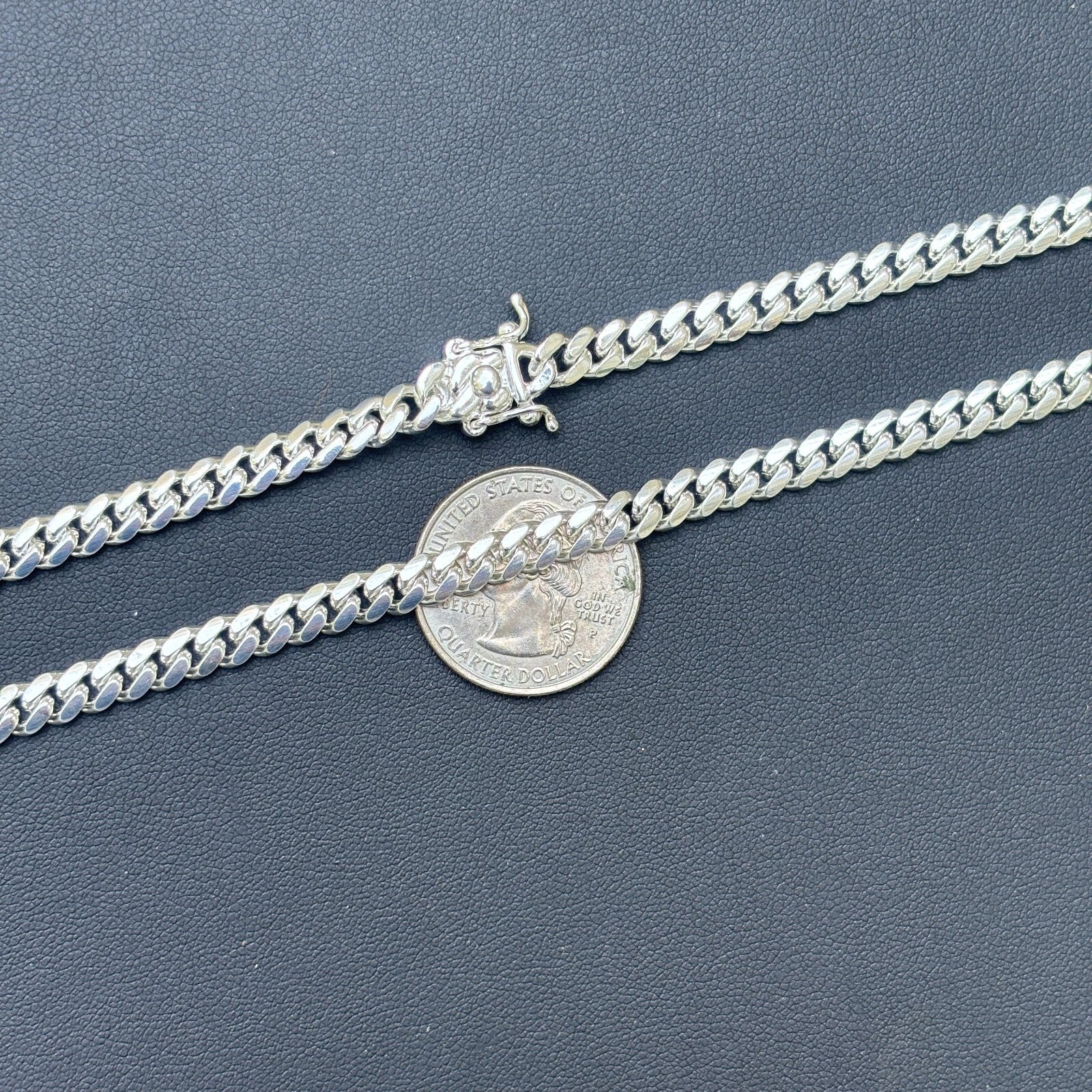 925 Sterling Silver 5mm Miami Cuban W. Box Clasp Chain Necklace