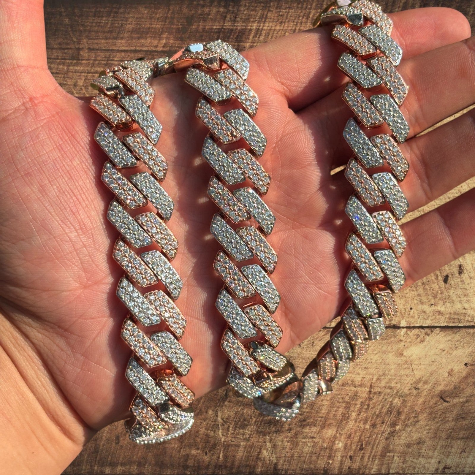 925 Sterling Silver 20mm Moissanite Miami Cuban Prong Chain Necklace