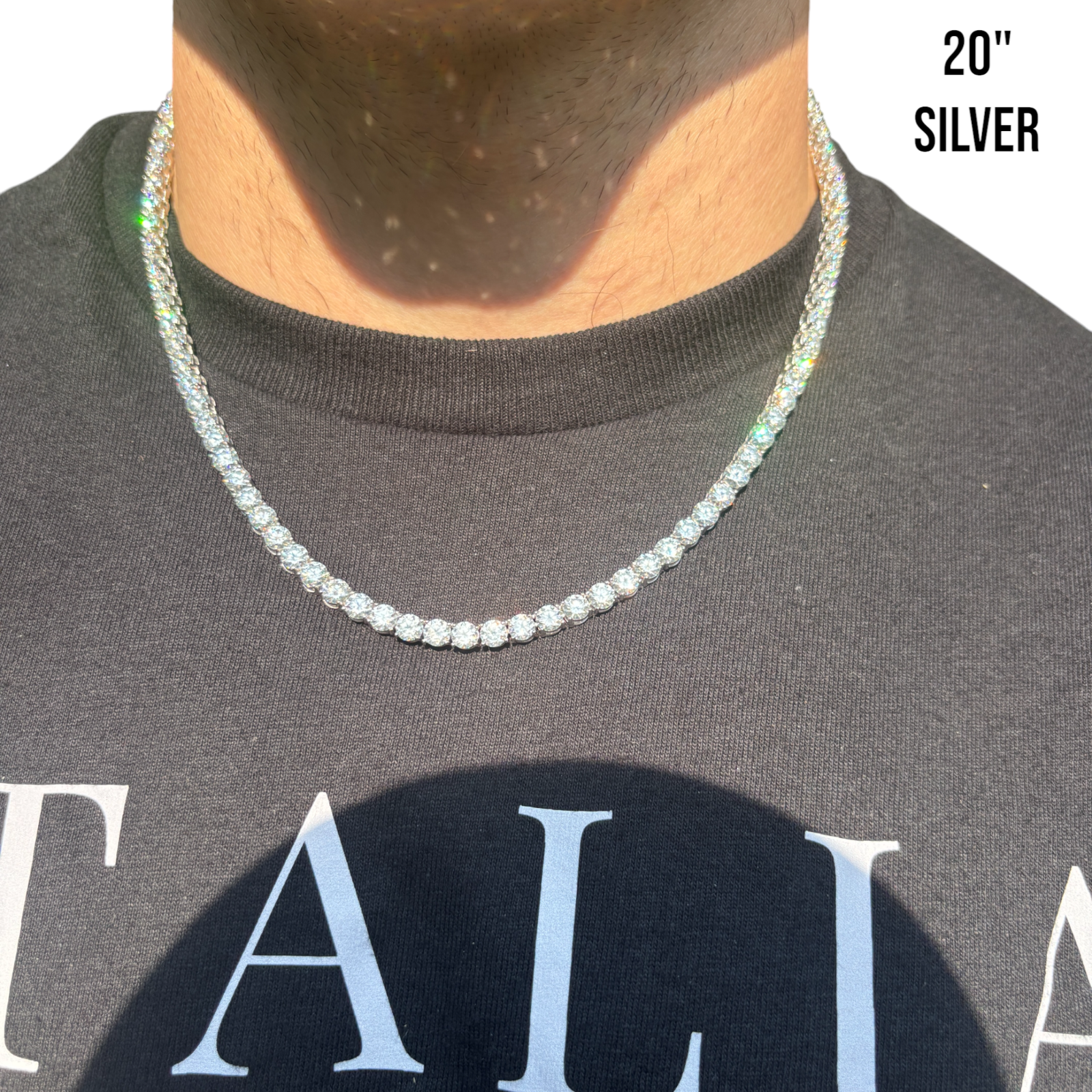 925 Sterling Silver 5mm Tennis Chain Necklace - CZ Or Moissanite