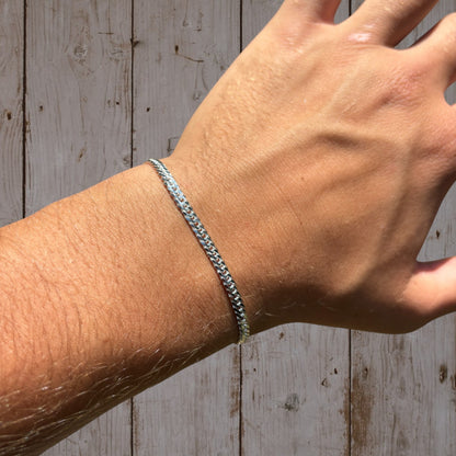 925 Sterling Silver 3.5mm Double Curb Bracelet