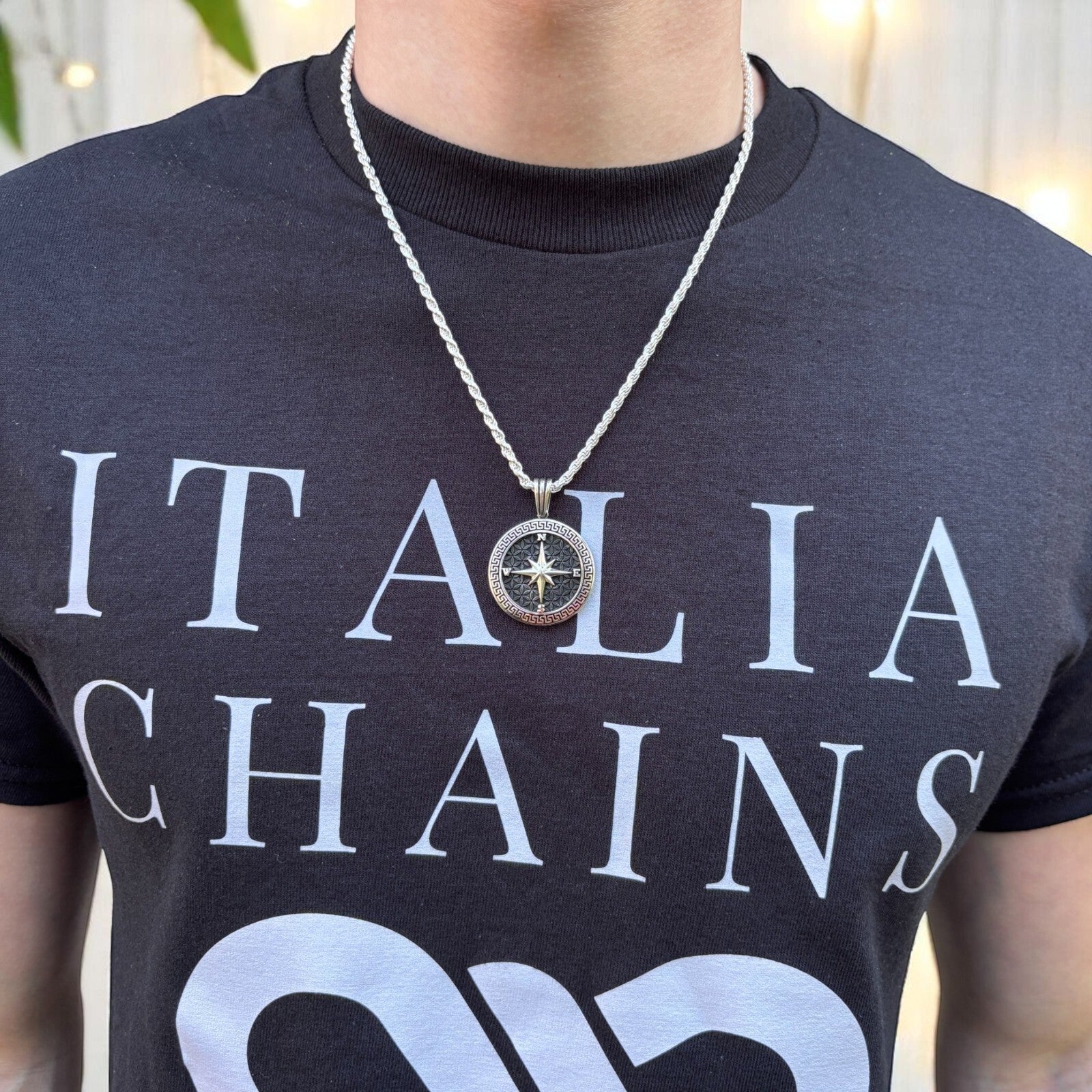 925 Sterling Silver Compass Pendant