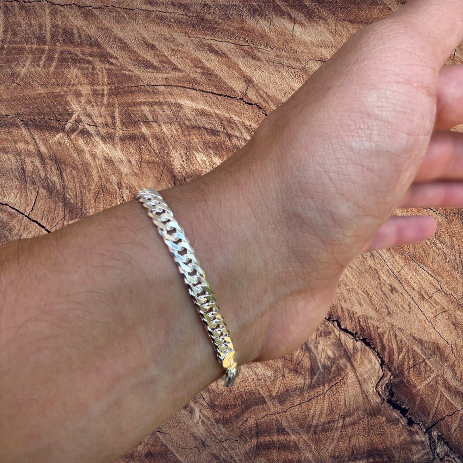 925 Sterling Silver 6mm Double Curb Bracelet