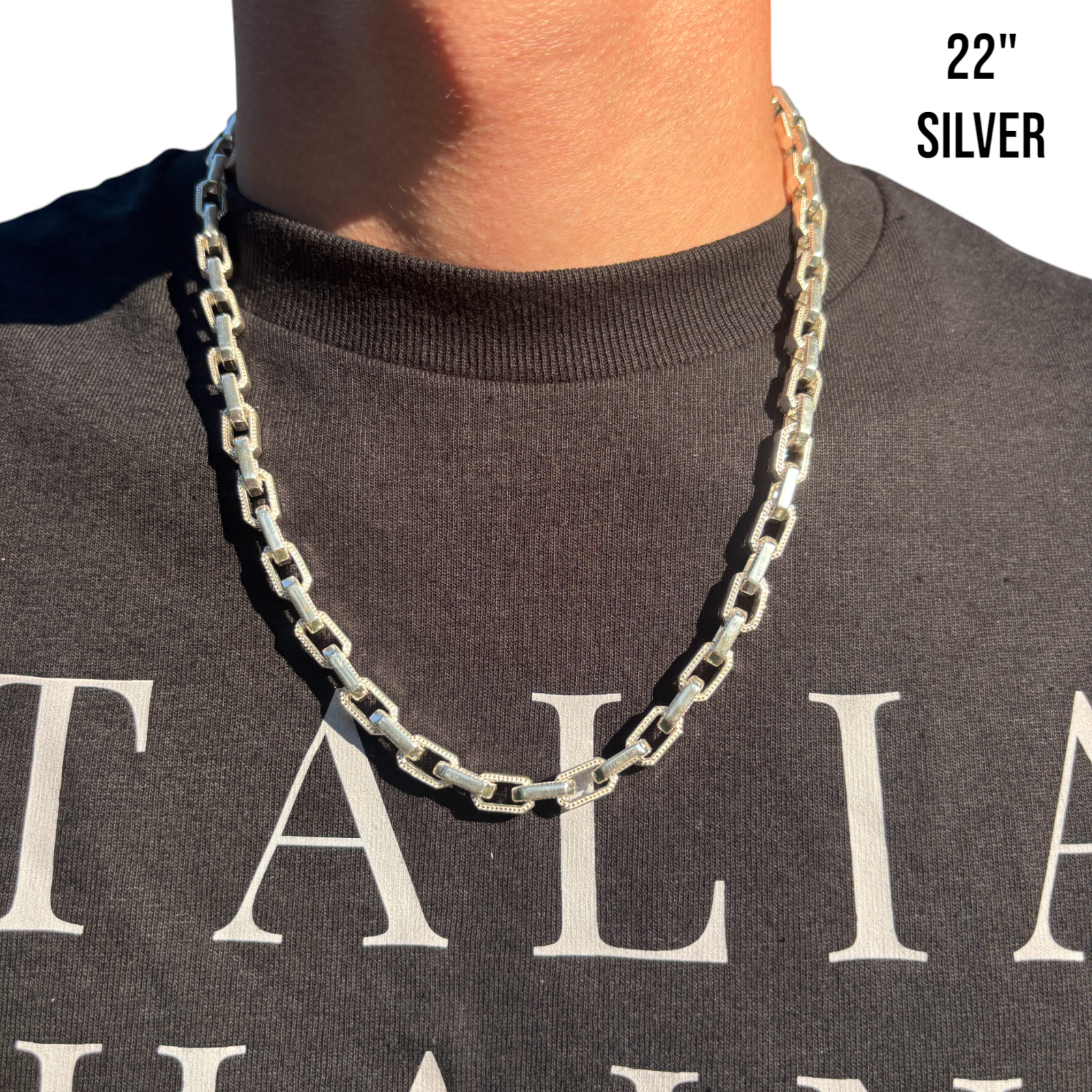 925 Sterling Silver 7mm Fancy Hermes Rolo Link Chain