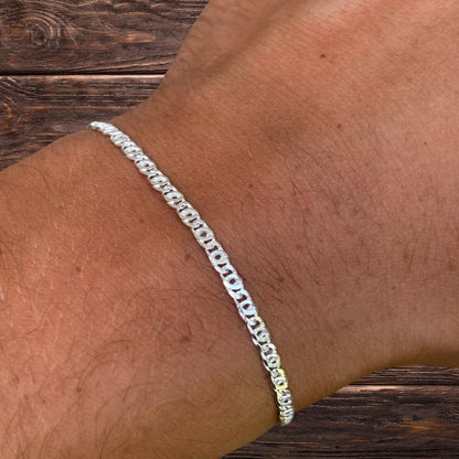 925 Sterling Silver 2.5mm Tiger Eye Bracelet