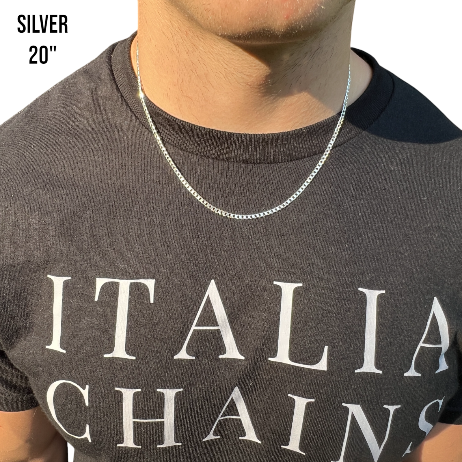 925 Sterling Silver 3mm Curb Chain Necklace