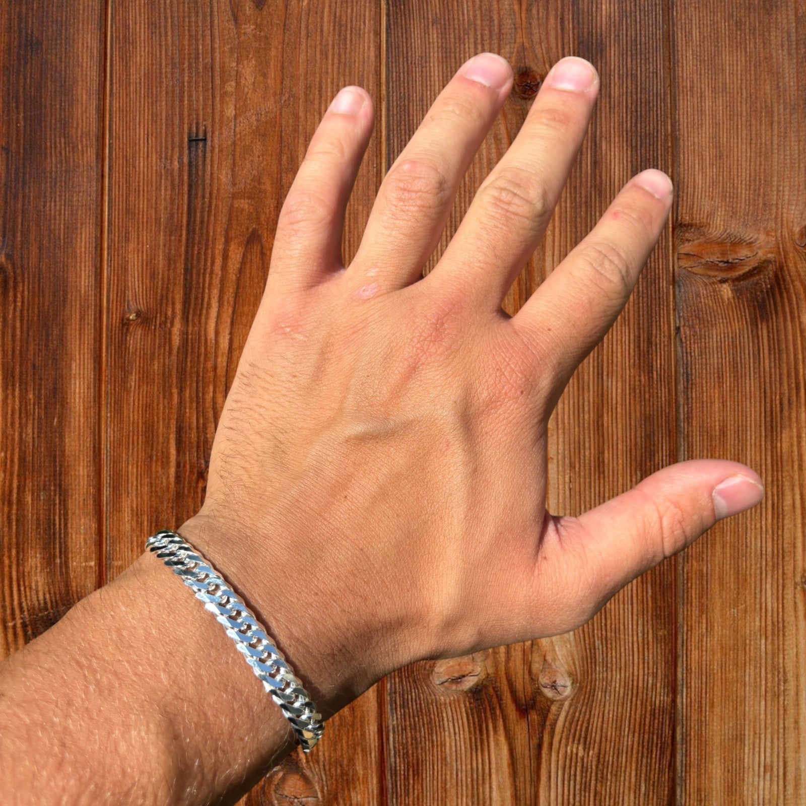 925 Sterling Silver 8mm Double Curb Bracelet