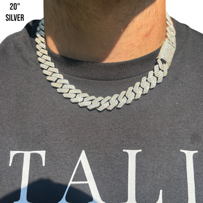 925 Sterling Silver 16mm Moissanite Miami Cuban Prong Chain Necklace