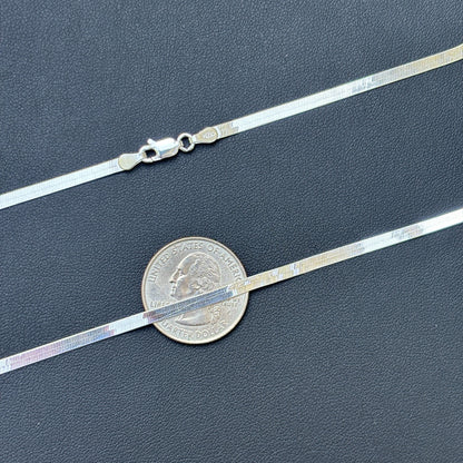 925 Sterling Silver 3mm Herringbone Chain Necklace