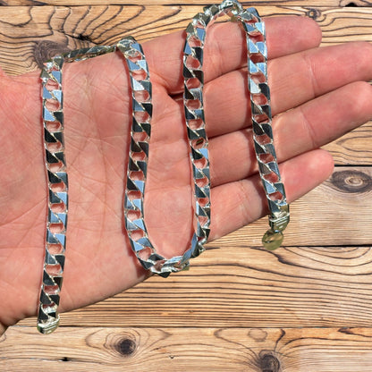 925 Sterling Silver 8mm Square Curb Chain Necklace